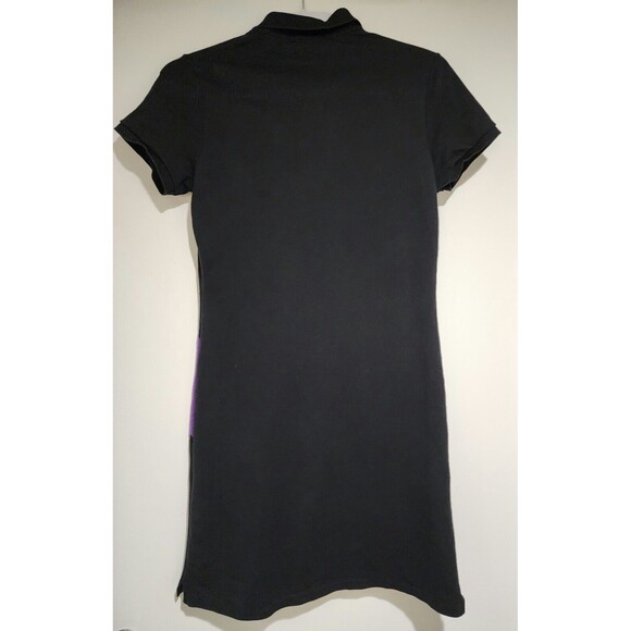 Ralph Lauren Sport Women Polo Shirt Dress Black Purple Jersey Stripe Logo Size M - Picture 5 of 9